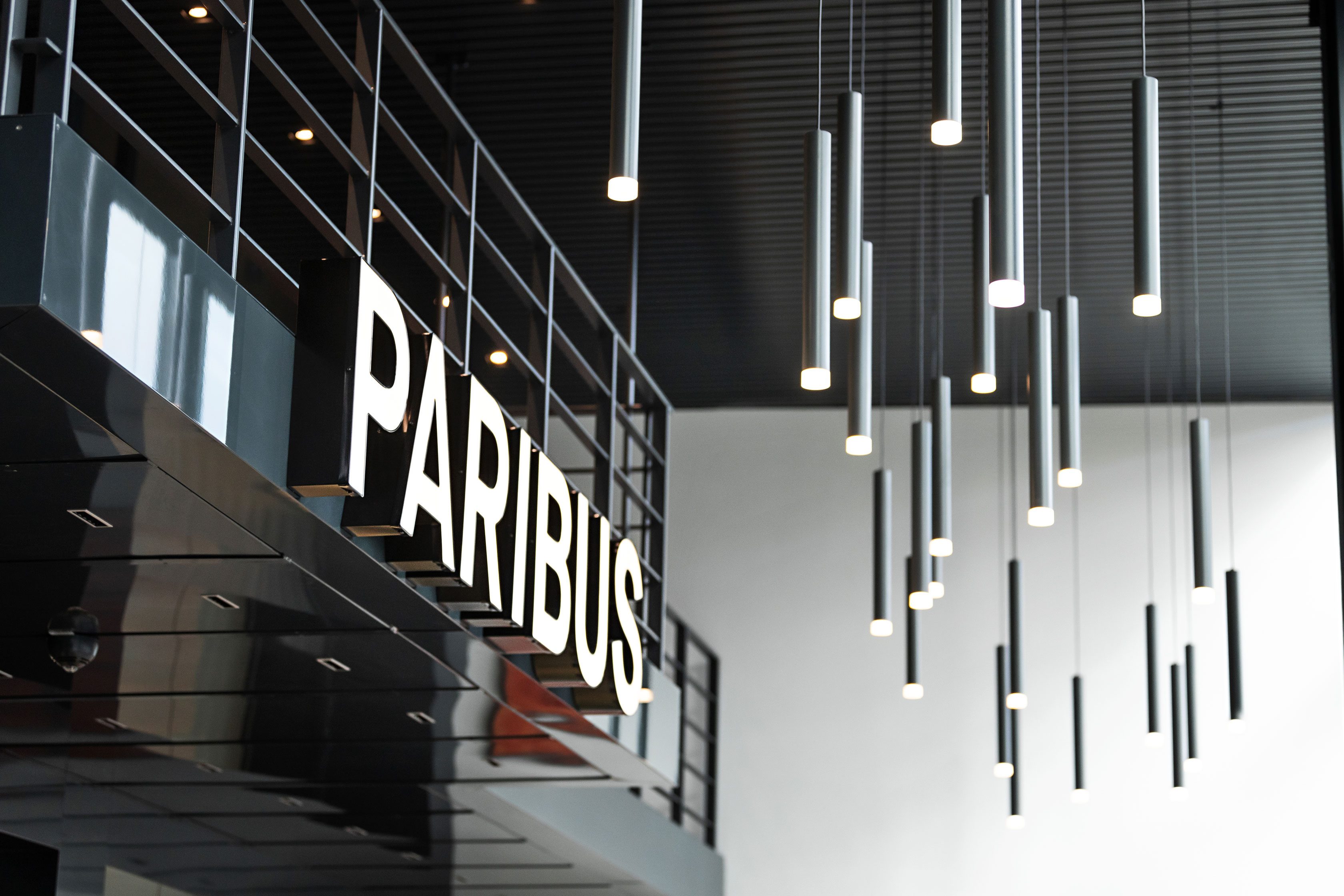 Paribus lettering in the reception area